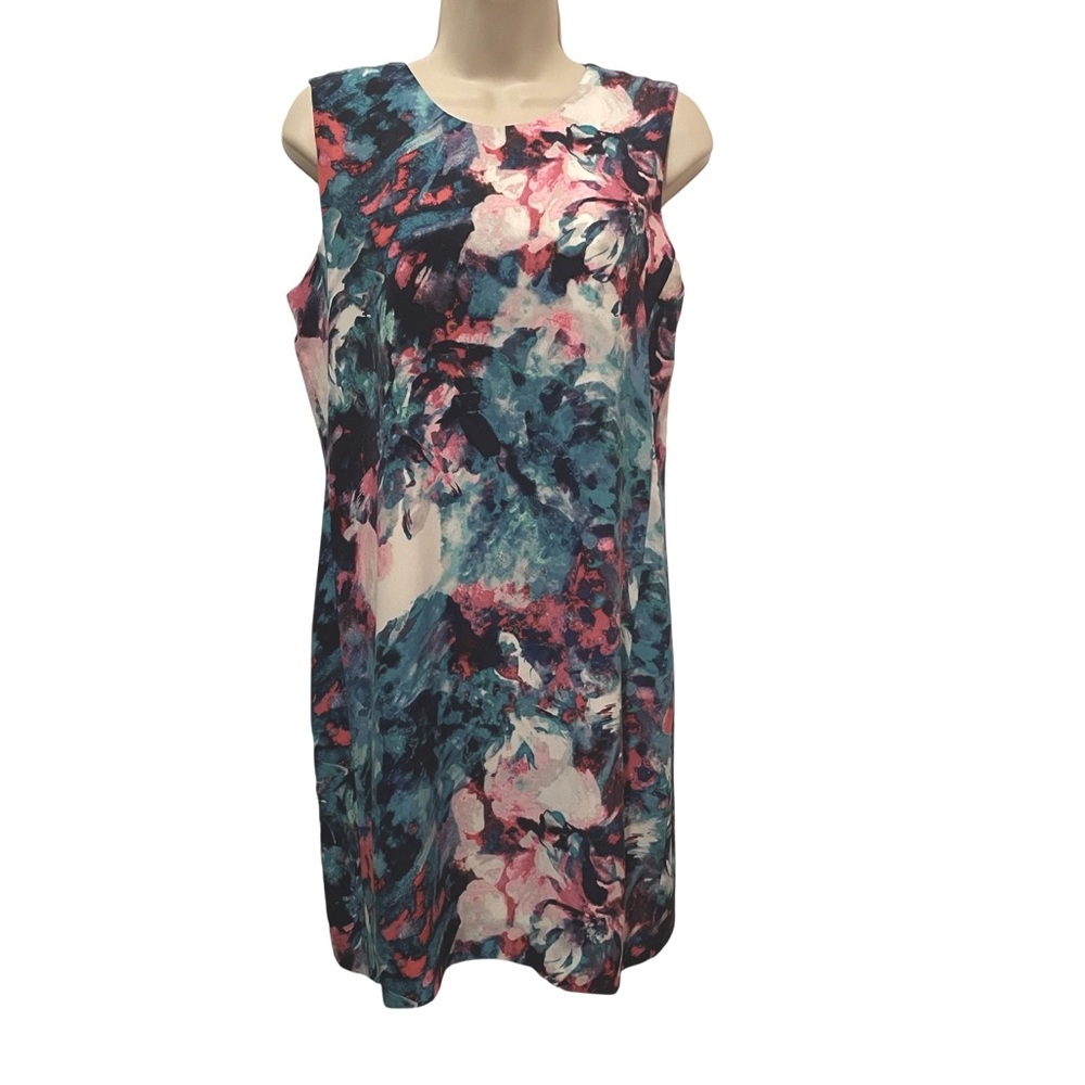 Cynthia Rowley Elegant Abstract Floral Print 100% Silk Sheath Dress Size 6